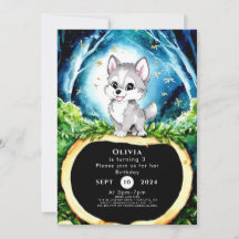Personalizado Watercolor Wolf Cumpleaños