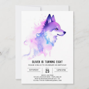 Invitación Personalizado Watercolor Wolf Cumpleaños