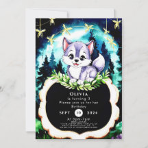 Personalizado Watercolor Wolf Cumpleaños