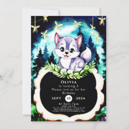 Invitación Personalizado Watercolor Wolf Cumpleaños