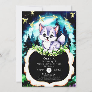 Invitación Personalizado Watercolor Wolf Cumpleaños