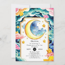 Invitación Personalizado Whimsical Moon Birthday