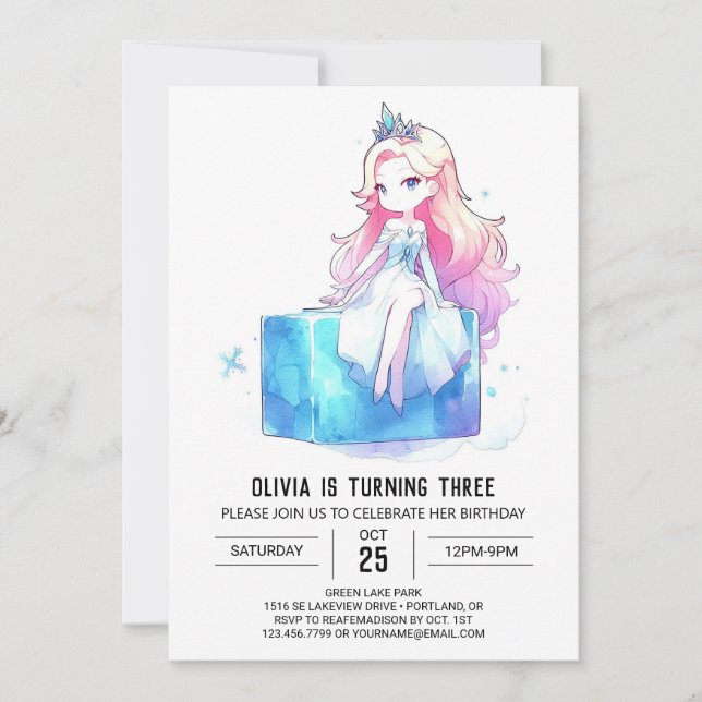 Invitación Personalizado Whimsical Princess Birthday (Anverso)