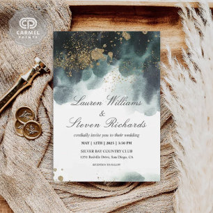 Invitación Personalizado White Blue Paint Black Gold Purpurin