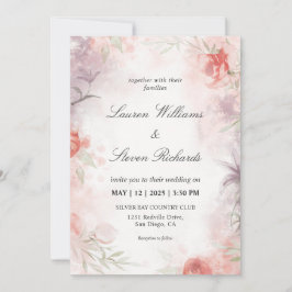 Invitación Personalizado White Purple Pink Soft Delicate Flor