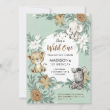 Personalizado Wild One Green White Jungle Animals