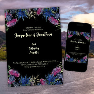 Invitación Personalizado Wildflower Tistes escoceses Boda neg
