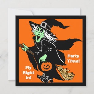 Invitación Personalizado Witch Flying Halloween