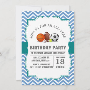 Invitación Personalizado y fiesta de cumpleaños deportiva de 