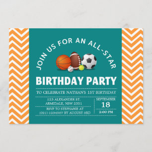 Invitación Personalizado y fiesta de cumpleaños deportiva de 