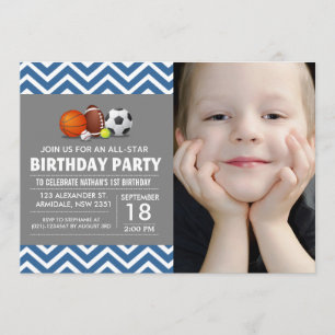 Invitación Personalizado y foto de la fiesta deportiva de tod