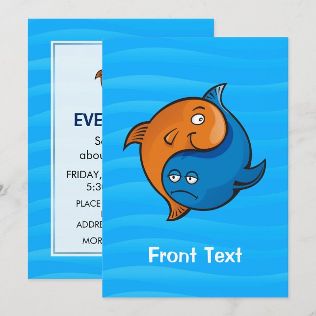 Invitación Personalizado Yin Yang Fish (Anverso / Reverso)