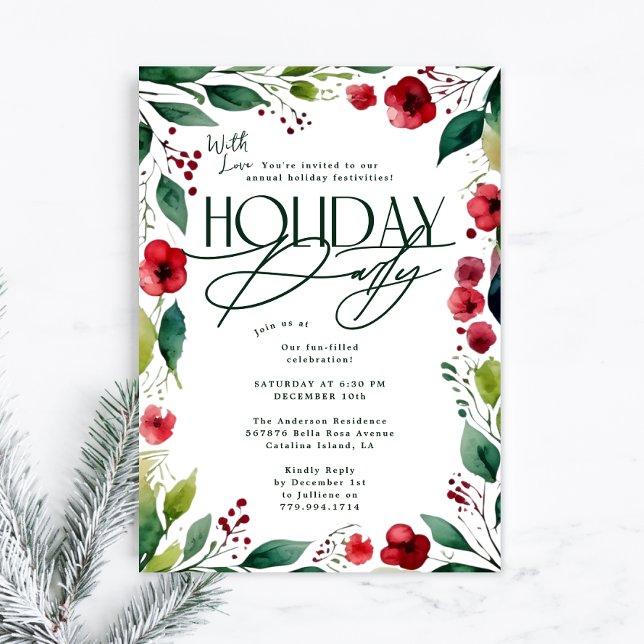 Invitación Personalizados botánicos modernos Navidades fiesta (Subido por el creador)