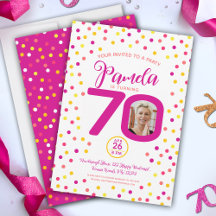 personalizados de 70 años fotos de confeti amarill