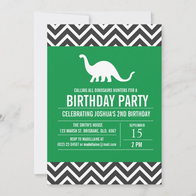 Invitación Personalizados dinosaurios Fiesta de cumpleaños pa (Anverso)