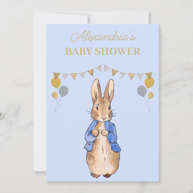 Invitación Personalizar a Baby Shower Peter el conejo (Anverso)