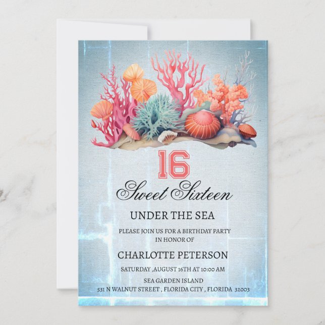Invitación Personalizar bajo el mar Dulce fiesta de cumpleaño (Anverso)