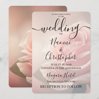 Invitación PERSONALIZAR: Boda de Rosa Rosa Vintage de cerca