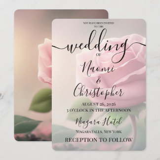 Invitación PERSONALIZAR: Boda de rosa y hojas vintage rosa