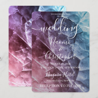 Invitación Personalizar boda de textura de piedra púrpura ros