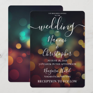 Invitación PERSONALIZAR: Boda Otoño Dorado Verde Bokeh