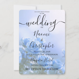 Invitación PERSONALIZAR: Bodas de Pequeñas Rosas Azules
