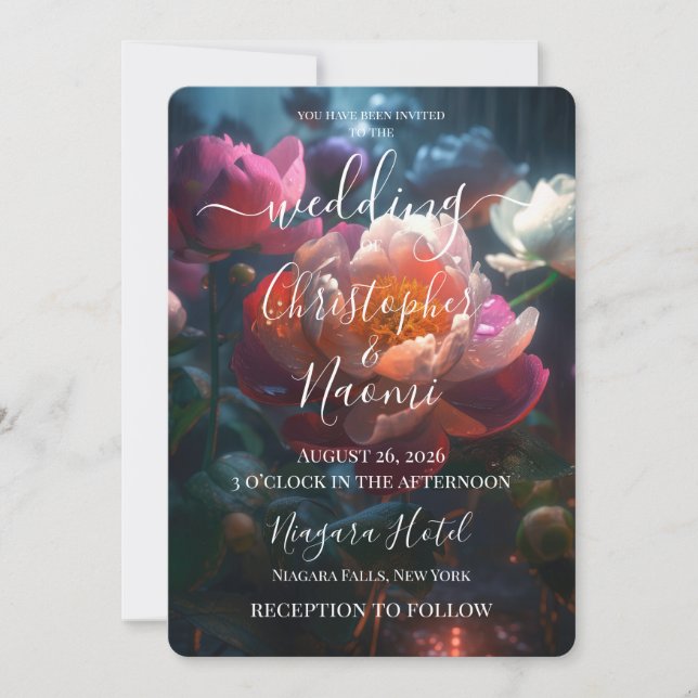 Invitación PERSONALIZAR: Bosque Encantado Flores Coloridas (Anverso)