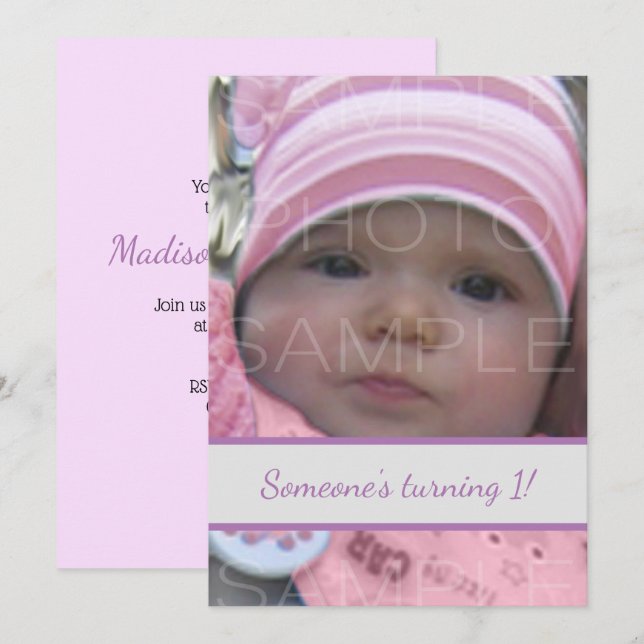 Invitación Personalizar con la foto de su bebé Cumpleaños (Anverso / Reverso)