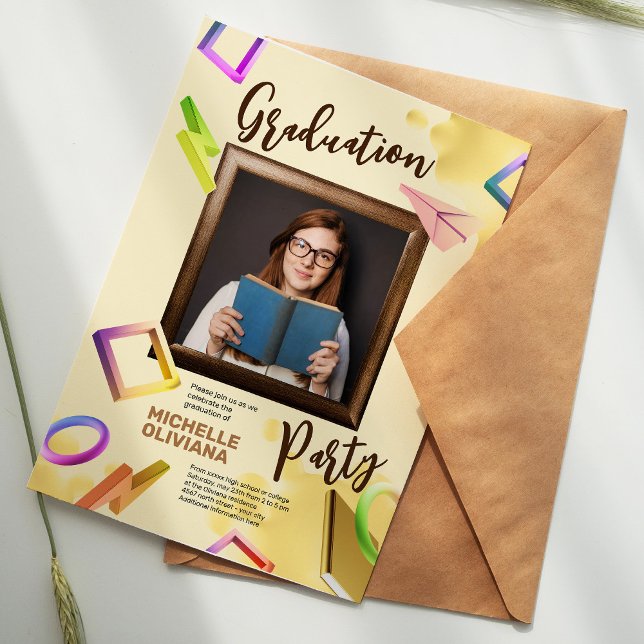 Invitación Personalizar cremosa fiesta de graduación elegante (Subido por el creador)