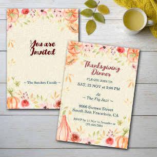 Invitación Personalizar de Cena Feliz Festín de Acción de Gra