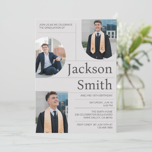 Invitación Personalizar de graduación Minimalista moderna (Anverso de pie)