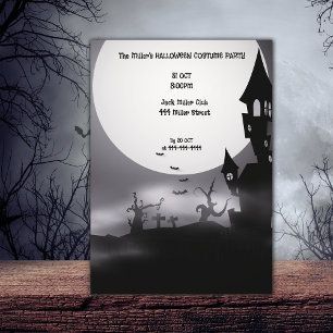 Invitación Personalizar de Halloween Scary Black Fiesta