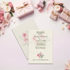 Invitación Personalizar de Rosa dulce vintage duchador de nov