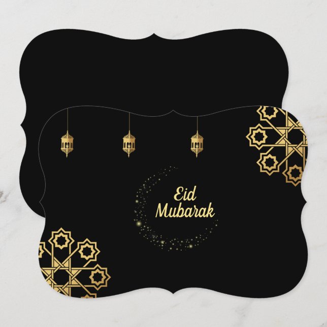 Invitación Personalizar Dorado de Eid Mubarak (Anverso / Reverso)