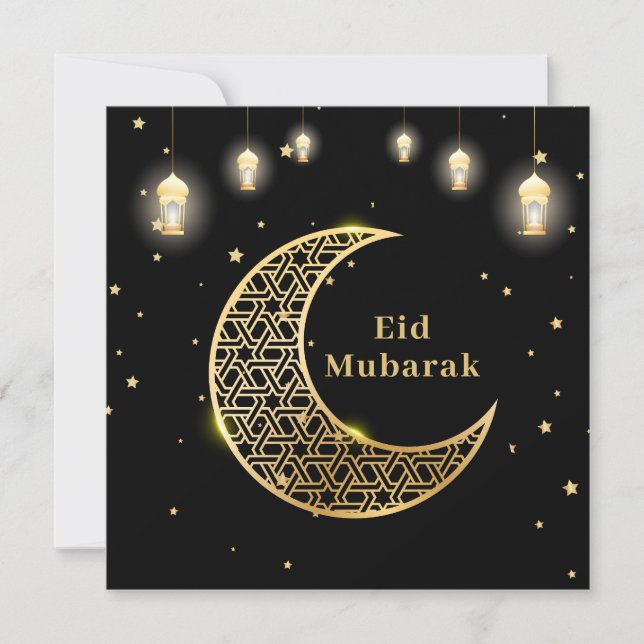 Invitación Personalizar Eid Mubarak / Ramadan Kareem Gold (Anverso)