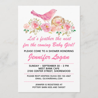 Invitación Personalizar Feather the Nest Baby Shower Invitaci