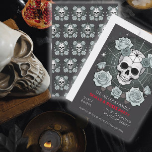 Invitación Personalizar Fiesta de Cránulos y Rosas de Hallowe