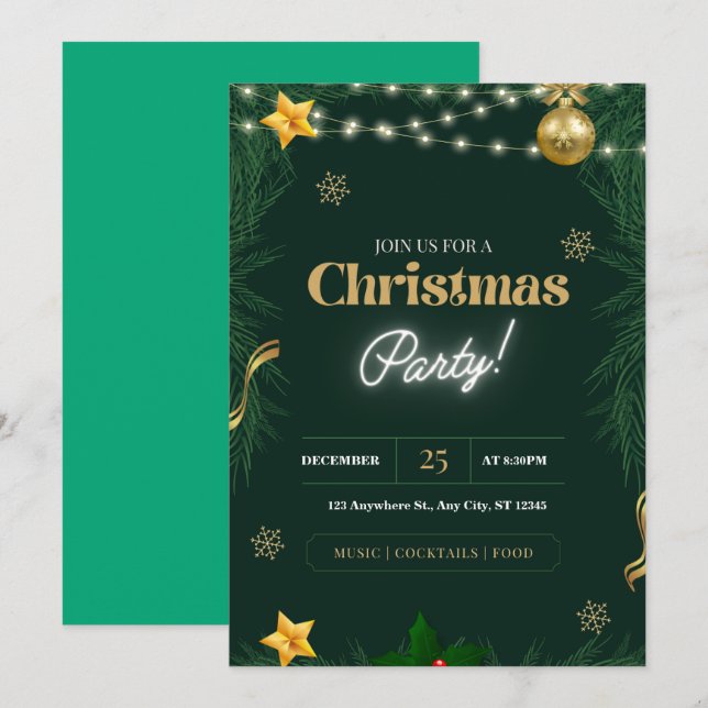 Invitación personalizar fiesta de Navidad  (Anverso / Reverso)