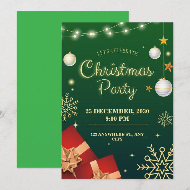 Invitación personalizar fiesta de Navidad  (Anverso / Reverso)