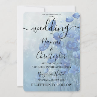Invitación PERSONALIZAR: Flores Acuarela Bodas Azules