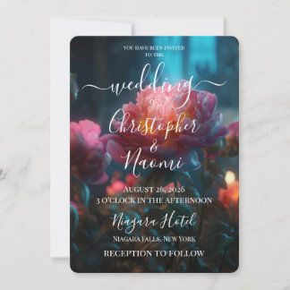 Invitación PERSONALIZAR: Flores rosadas del bosque encantado