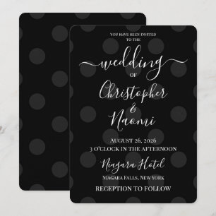 Invitación PERSONALIZAR: Lunares Retro Negro y Gris