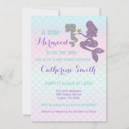 Invitación Personalizar Mermaid Baby Shower Sparkle Purple Ve