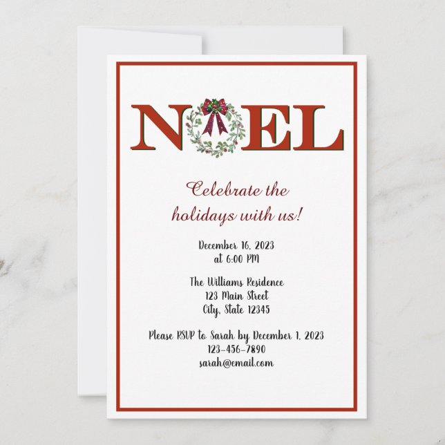 Invitación Personalizar Noel con correa (Anverso)