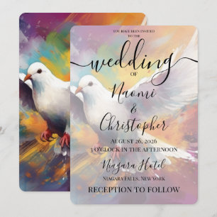 Invitación PERSONALIZAR: Paloma Blanca Colorida Vuela Boda