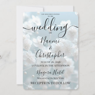 Invitación PERSONALIZAR: Pequeñas Flores Blancas Boda Azul