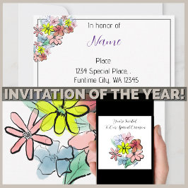 Invitación Personalizar un gráfico brillante y de flores de B