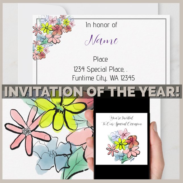 Invitación Personalizar un gráfico brillante y de flores de B (Subido por el creador)