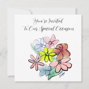Invitación Personalizar un gráfico brillante y de flores de B