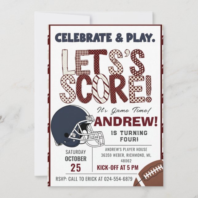 Invitación Personalize American FOOTBALL WATCH Party (Anverso)